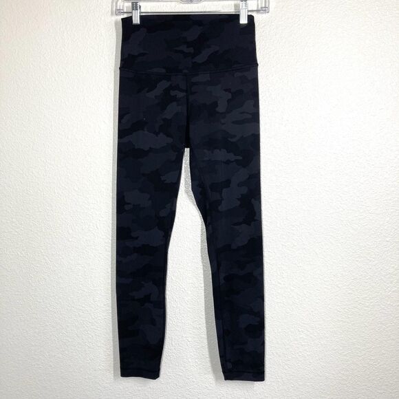 Lululemon Pants Womens 6 Black Camo Align High Rise Leggings Yoga Athletic Gym - Picture 2 of 14